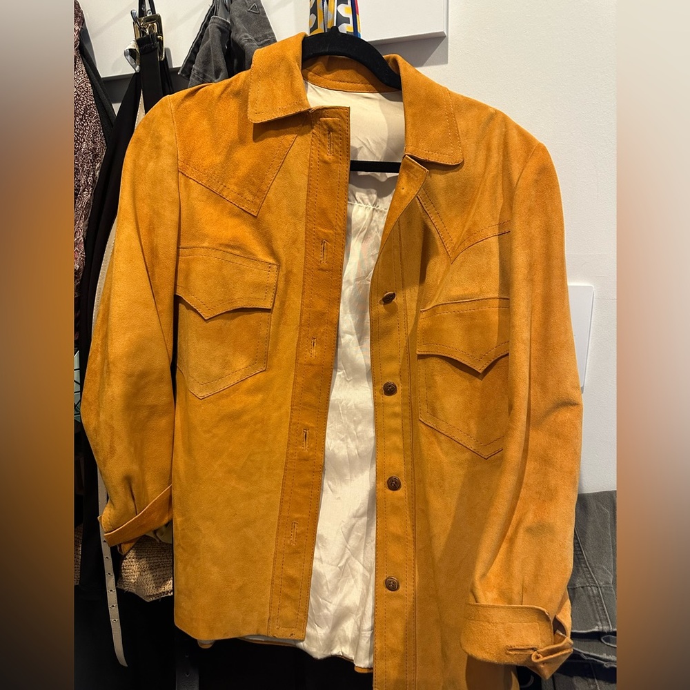 Suede shirt jacket - mustard